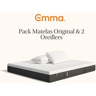 EMMA Pack Matelas Emma Original+ 140x200 + 2 Oreillers Emma Original Confort Mémoire de Forme + Ressorts Housse Respirante - Publicité EMMA Pack Matelas Emma Original+ 140x200 + 2 Oreillers Emma Original Confort Mémoire de Forme + Ressorts Housse Respirante - Publicité