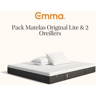 EMMA Pack Matelas Emma Original Lite+ 180x200 + 2 Oreillers Emma Original Confort Ressorts + Mémoire de Forme - Publicité EMMA Pack Matelas Emma Original Lite+ 180x200 + 2 Oreillers Emma Original Confort Ressorts + Mémoire de Forme - Publicité