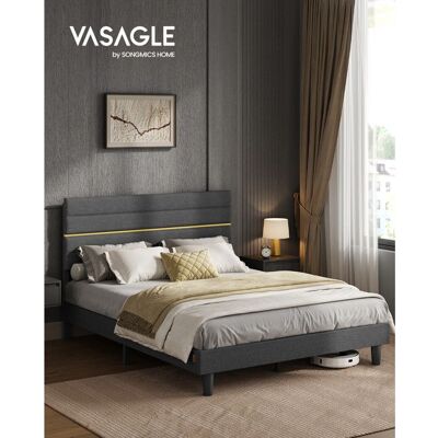 VASAGLE Structure de lit Convient pour un Matelas de 160 x 200 cm Tête de Lit Rembourrée Ajustable en Métal Bois Massif Gris Ardoise Gris - Publicité VASAGLE Structure de lit Convient pour un Matelas de 160 x 200 cm Tête de Lit Rembourrée Ajustable en Métal Bois Massif Gris Ardoise Gris - Publicité