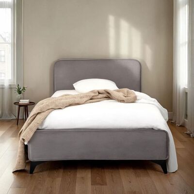 Idimex Lit simple RAVELLO 90x190 cm Revêtement en tissu Lit style moderne pour 1 personne Cadre de lit en bois avec sommier inclus Gris Gris - Publicité Idimex Lit simple RAVELLO 90x190 cm Revêtement en tissu Lit style moderne pour 1 personne Cadre de lit en bois avec sommier inclus Gris Gris - Publicité