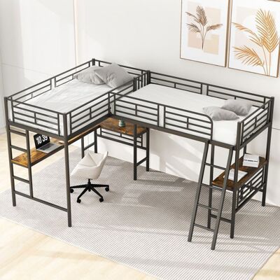 Blueline Lit Superposé 90x200cm Table Sous Le Lit Enfant Escalier Double Garde-Corps Haut Lit 2 Personnes Noir Noir - Publicité Blueline Lit Superposé 90x200cm Table Sous Le Lit Enfant Escalier Double Garde-Corps Haut Lit 2 Personnes Noir Noir - Publicité