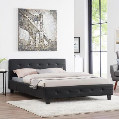 Idimex - MATHIEU - 140x190 cm - Noir - Bed - Publicité Idimex - MATHIEU - 140x190 cm - Noir - Bed - Publicité