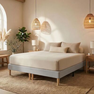 Idimex Sommier tapissier RENNES 180 x 200 cm structure en bois et revêtement en tissu gris cadre de lit avec pieds Gris - Publicité Idimex Sommier tapissier RENNES 180 x 200 cm structure en bois et revêtement en tissu gris cadre de lit avec pieds Gris - Publicité