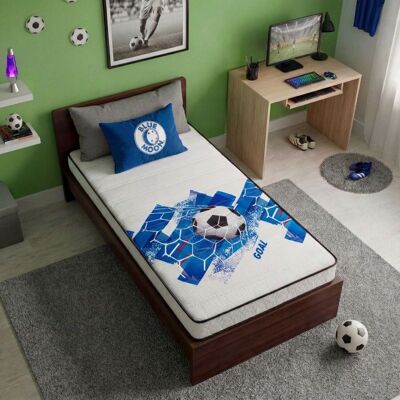 BLUE MOON Matelas mousse 90x190 cm FOOTBALL - Mousse profilée 5 zones de confort - Soutien ferme - epaisseur 15 cm - Fabriqué en Belgique - Publicité BLUE MOON Matelas mousse 90x190 cm FOOTBALL - Mousse profilée 5 zones de confort - Soutien ferme - epaisseur 15 cm - Fabriqué en Belgique - Publicité