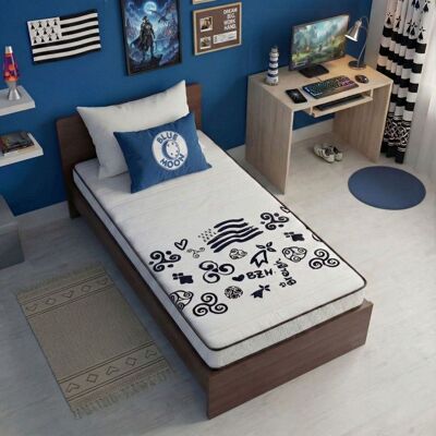 BLUE MOON Matelas mousse 90x190 cm BREIZH - Mousse profilée 5 zones de confort - Soutien ferme - epaisseur 15 cm - Fabriqué en Belgique - Publicité BLUE MOON Matelas mousse 90x190 cm BREIZH - Mousse profilée 5 zones de confort - Soutien ferme - epaisseur 15 cm - Fabriqué en Belgique - Publicité