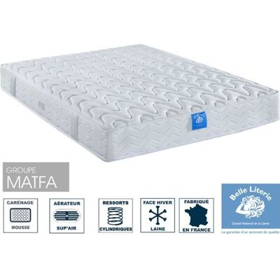 Matelas 120x190 Ressorts - Soutien ferme - Accueil moelleux - Face hiver/Face été - BELLE LITERIE Diadème - 21cm -Fabriqué en France - Publicité Matelas 120x190 Ressorts - Soutien ferme - Accueil moelleux - Face hiver/Face été - BELLE LITERIE Diadème - 21cm -Fabriqué en France - Publicité