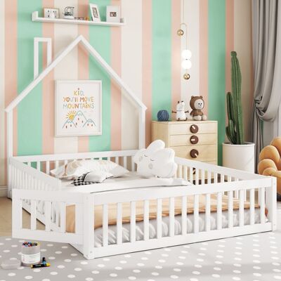 Blueline Lit rembourré 140 x 200 cm lit enfant en forme de cheminée lit à lattes (sans matelas) bois de pin style minimaliste blanc Blanc - Publicité Blueline Lit rembourré 140 x 200 cm lit enfant en forme de cheminée lit à lattes (sans matelas) bois de pin style minimaliste blanc Blanc - Publicité