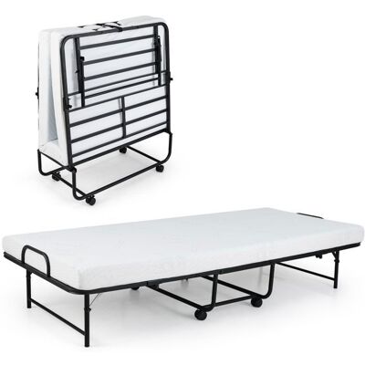 Lit Pliant 1 Personne Adulte 190 x 90 cm COSTWAY Matelas 10 cm Roulettes Verrouillables Charge 220kg Housse de Matelas Amovible - Publicité Lit Pliant 1 Personne Adulte 190 x 90 cm COSTWAY Matelas 10 cm Roulettes Verrouillables Charge 220kg Housse de Matelas Amovible - Publicité