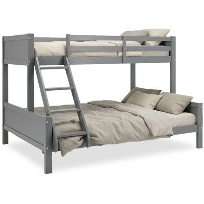 HOMESTYLE4U Lit superposé avec 2 couchages de 90 x 200 cm et 140 x 200 cm Gris avec sommier à lattes Gris - Publicité HOMESTYLE4U Lit superposé avec 2 couchages de 90 x 200 cm et 140 x 200 cm Gris avec sommier à lattes Gris - Publicité