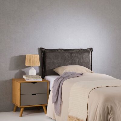 Idimex Tête de lit DELMO 90 rembourrée En tissu polyester pour lit 90 cm Sur pieds en bois Gris Gris - Publicité Idimex Tête de lit DELMO 90 rembourrée En tissu polyester pour lit 90 cm Sur pieds en bois Gris Gris - Publicité