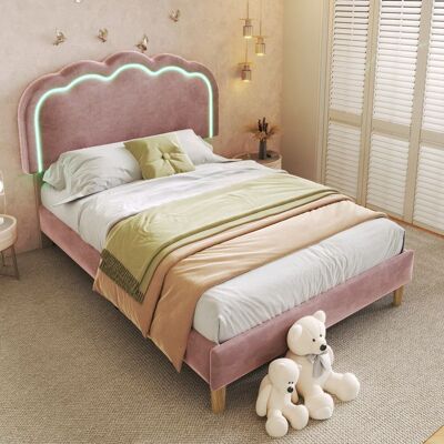 Generic Lit simple 90x190 cm avec sommier à lattes et tête de lit réglable lit rembourré rose lit de chambre velours Rose - Publicité Generic Lit simple 90x190 cm avec sommier à lattes et tête de lit réglable lit rembourré rose lit de chambre velours Rose - Publicité