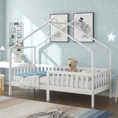 Blueline Lit Cabane pour Enfant 90 x 200 cm en Bois de Pin avec Protection Anti-Chute et Sommier à Lattes Lit dEnfant Pieds Hauts Blanc Blanc - Publicité Blueline Lit Cabane pour Enfant 90 x 200 cm en Bois de Pin avec Protection Anti-Chute et Sommier à Lattes Lit dEnfant Pieds Hauts Blanc Blanc - Publicité