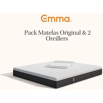 EMMA Pack Matelas Emma Original 140x200 + 2 Oreillers Emma Original Adapt Mémoire de Forme + Ressorts MEILLEUR CHOIX Emma - Publicité EMMA Pack Matelas Emma Original 140x200 + 2 Oreillers Emma Original Adapt Mémoire de Forme + Ressorts MEILLEUR CHOIX Emma - Publicité