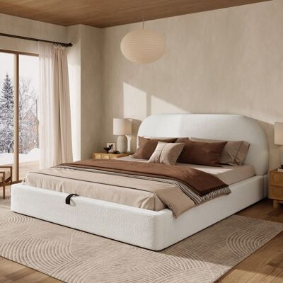 MERAX Lit Coffre 180x200 en Bouclé Beige avec Rangement Hydraulique – Tête de Lit Épaisse & Coins Arrondis Beige - Publicité MERAX Lit Coffre 180x200 en Bouclé Beige avec Rangement Hydraulique – Tête de Lit Épaisse & Coins Arrondis Beige - Publicité