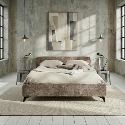 Idimex Lit double LEVERDA 140x190 cm Revêtement en tissu Lit style moderne pour 2 personnes Cadre de lit avec sommier inclus Brun Marron - Publicité Idimex Lit double LEVERDA 140x190 cm Revêtement en tissu Lit style moderne pour 2 personnes Cadre de lit avec sommier inclus Brun Marron - Publicité