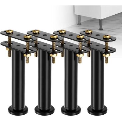 EINNENFFER Pieds de Lit Réglables - Lot de 4 - Acier Renforcé - Support Central Robuste - Pour Sommier à Lattes et Meubles - Hauteur RATELIER Noir - Publicité EINNENFFER Pieds de Lit Réglables - Lot de 4 - Acier Renforcé - Support Central Robuste - Pour Sommier à Lattes et Meubles - Hauteur RATELIER Noir - Publicité