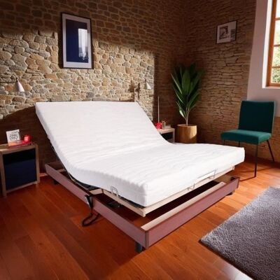 WEBED Ensemble relaxation matelas + sommier électrique 140x190 - Mousse - Ferme - TALCA Fabrication française Marron - Publicité WEBED Ensemble relaxation matelas + sommier électrique 140x190 - Mousse - Ferme - TALCA Fabrication française Marron - Publicité