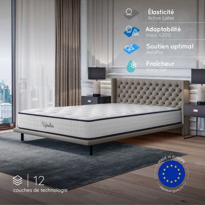 Cosmos Matelas UPSILON 180x200 cm-26 cm-Mousse à mémoire de forme HR 35 kg-7 zones-BLUE LATEX-Ergonomique-Face été-hiver-Confort ferme - Publicité Cosmos Matelas UPSILON 180x200 cm-26 cm-Mousse à mémoire de forme HR 35 kg-7 zones-BLUE LATEX-Ergonomique-Face été-hiver-Confort ferme - Publicité