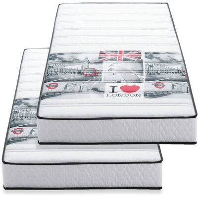 BLUE MOON Lot de 2 matelas mousse 90x190 LONDON - Mousse profilée 5 zones de confort - Soutien ferme - 15cm - Fabriqué en Belgique - Publicité BLUE MOON Lot de 2 matelas mousse 90x190 LONDON - Mousse profilée 5 zones de confort - Soutien ferme - 15cm - Fabriqué en Belgique - Publicité
