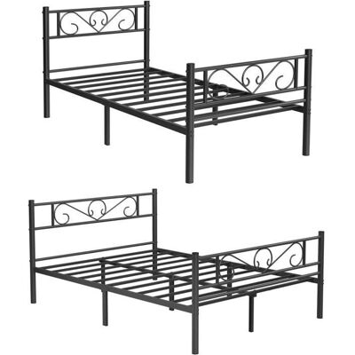 VASAGLE Lot de 2 lits Lit 90x190cm et Lit 140x190cm Lit en Métal Noir Noir - Publicité VASAGLE Lot de 2 lits Lit 90x190cm et Lit 140x190cm Lit en Métal Noir Noir - Publicité