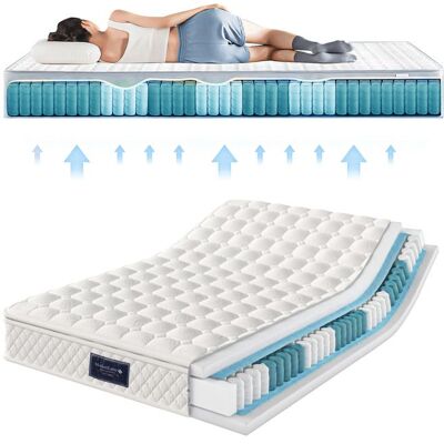 Matelas à ressorts ensachés - MERAX - 140x200 cm - 7 zones - Soutien ferme H3 - Hauteur 25 cm - Publicité Matelas à ressorts ensachés - MERAX - 140x200 cm - 7 zones - Soutien ferme H3 - Hauteur 25 cm - Publicité