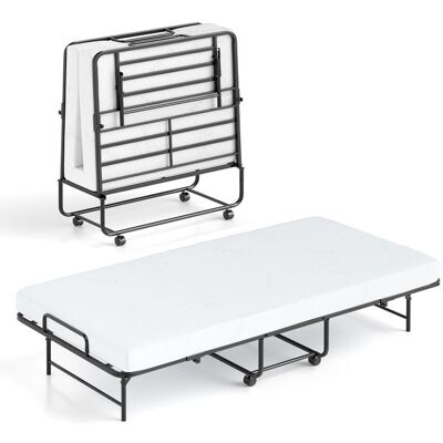 GIANTEX Lit dAppoint Pliant 194 x 90 cm avec Roulettes et Matelas en Mousse Cadre en Métal Charge 220 kg pour Maison Bureau - Publicité GIANTEX Lit dAppoint Pliant 194 x 90 cm avec Roulettes et Matelas en Mousse Cadre en Métal Charge 220 kg pour Maison Bureau - Publicité
