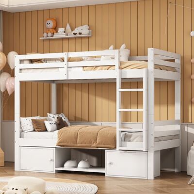 Blueline Structure de lit Lit superposé pour enfants de haute qualité nouveau design lit bébé avec étagère à chaussures et casier le lit Blanc - Publicité Blueline Structure de lit Lit superposé pour enfants de haute qualité nouveau design lit bébé avec étagère à chaussures et casier le lit Blanc - Publicité