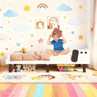 Lit enfant 90x200 avec sommier à lattes - COZY - Bois Massif - Design Chien - Blanc et Noir - lit 90x200 cm - 1 Place Blanc - Publicité Lit enfant 90x200 avec sommier à lattes - COZY - Bois Massif - Design Chien - Blanc et Noir - lit 90x200 cm - 1 Place Blanc - Publicité