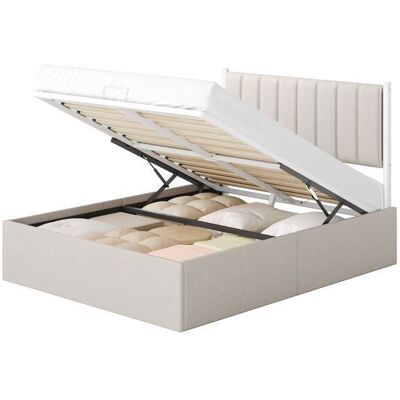 Structure de Lit - VASAGLE-Lit coffre - 140x190 cm - Sommier Relevable - avec Rangement - Beige Beige - Publicité Structure de Lit - VASAGLE-Lit coffre - 140x190 cm - Sommier Relevable - avec Rangement - Beige Beige - Publicité