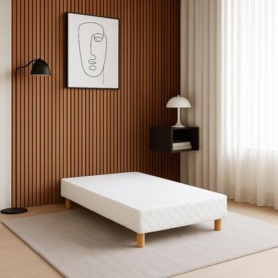 Sommier Confort 140x190 by Sampur Résistant et Confortable - Cadre et Lattes Larges Bois - Pieds Inclus - Indépendance de Couchage Blanc - Publicité Sommier Confort 140x190 by Sampur Résistant et Confortable - Cadre et Lattes Larges Bois - Pieds Inclus - Indépendance de Couchage Blanc - Publicité