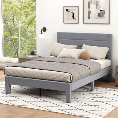 GIANTEX Lit Adulte 140 x 200 cm-2 Personnes-Tête de Lit-Tissu en Velours-Cadre de Lit à 12 Lattes-Pieds en Bois de Caoutchouc-Gris Gris - Publicité GIANTEX Lit Adulte 140 x 200 cm-2 Personnes-Tête de Lit-Tissu en Velours-Cadre de Lit à 12 Lattes-Pieds en Bois de Caoutchouc-Gris Gris - Publicité