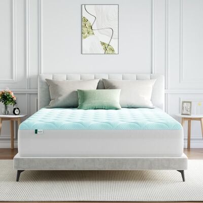 Novilla Surmatelas rafraîchissant - Respirant toucher frais garnissage moelleux et lavable - 150 x 200 cm - 3 cm - Publicité Novilla Surmatelas rafraîchissant - Respirant toucher frais garnissage moelleux et lavable - 150 x 200 cm - 3 cm - Publicité