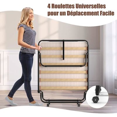 GIANTEX Lit Pliant 190x80x40CM avec Matelas en Mémoire de Forme-Charge 120KG-Cadre en Acier/15 Lattes/4 Roulettes Universelles-Bla Noir - Publicité GIANTEX Lit Pliant 190x80x40CM avec Matelas en Mémoire de Forme-Charge 120KG-Cadre en Acier/15 Lattes/4 Roulettes Universelles-Bla Noir - Publicité