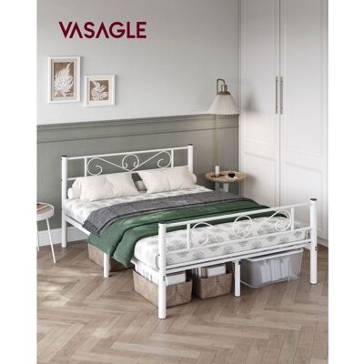 VASAGLE Structure de Lit 140 x 190 avec Sommier Métal Lit 2 Personnes en Métal Montage Facile pour Chambre d’Amis Blanc Blanc - Publicité VASAGLE Structure de Lit 140 x 190 avec Sommier Métal Lit 2 Personnes en Métal Montage Facile pour Chambre d’Amis Blanc Blanc - Publicité