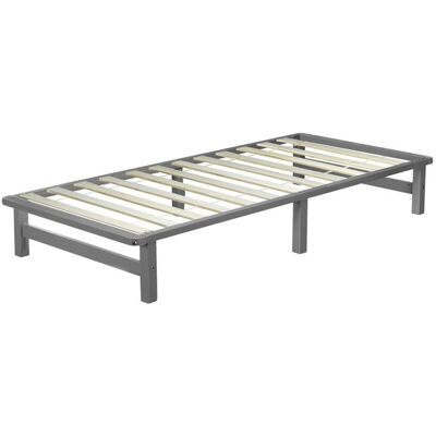 HOMESTYLE4U Lit en palette 90x200 cm Lit en bois massif Gris Meuble en palette Lit en bois Lit futon Gris - Publicité HOMESTYLE4U Lit en palette 90x200 cm Lit en bois massif Gris Meuble en palette Lit en bois Lit futon Gris - Publicité