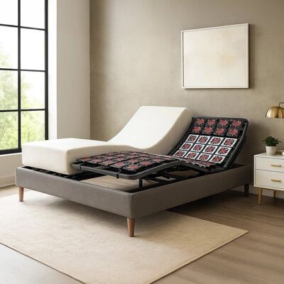 SAMPUR Pack Lit Électrique Matelas 90x190 - Gris - Sommier relaxation+Contour lit Simili cuir+Matelas Gris - Publicité SAMPUR Pack Lit Électrique Matelas 90x190 - Gris - Sommier relaxation+Contour lit Simili cuir+Matelas Gris - Publicité