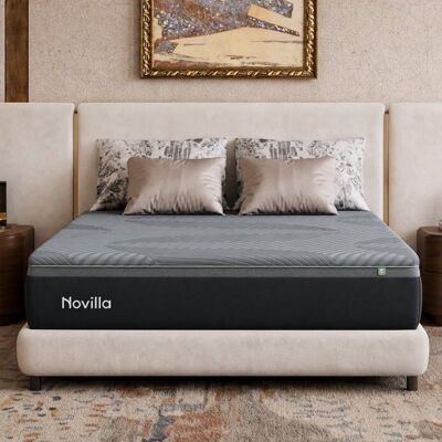 Novilla Matelas 90x190 cm mousse mémoire gel 25 cm respirant soutien mi-ferme charbon bambou thé vert bords stables literie calme - Publicité Novilla Matelas 90x190 cm mousse mémoire gel 25 cm respirant soutien mi-ferme charbon bambou thé vert bords stables literie calme - Publicité