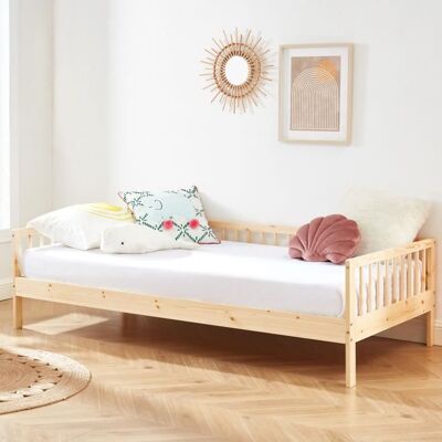 Lit enfant - BAÏTA - Gamme LOU - Pin massif - 90 x 190 sommier inclus Blanc - Publicité Lit enfant - BAÏTA - Gamme LOU - Pin massif - 90 x 190 sommier inclus Blanc - Publicité