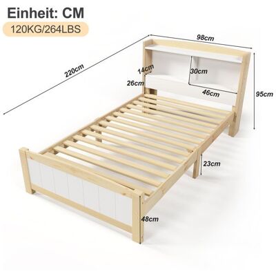 Blueline Structure de lit Nouveau matériau respectueux de lenvironnement bois massif lit simple rangement tête de lit 90 x 200 cm cadre de Marron - Publicité Blueline Structure de lit Nouveau matériau respectueux de lenvironnement bois massif lit simple rangement tête de lit 90 x 200 cm cadre de Marron - Publicité