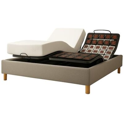 SAMPUR Ensemble lit électrique 90x190 gris – Sommier à plots + cadre & matelas mémoire 17 cm Gris - Publicité SAMPUR Ensemble lit électrique 90x190 gris – Sommier à plots + cadre & matelas mémoire 17 cm Gris - Publicité
