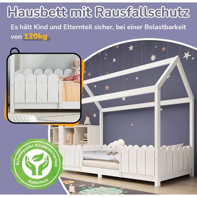 Blueline Structure de lit Haute qualité nouveau design 90x200 cm large multifonction lit denfant en bois pour les garçons et les filles Blanc - Publicité Blueline Structure de lit Haute qualité nouveau design 90x200 cm large multifonction lit denfant en bois pour les garçons et les filles Blanc - Publicité