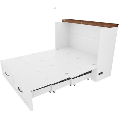 NOBRAND Lit pliant 140x200 cm avec rangement prise européenne cadre métal roulettes silencieuses lit escamotable blanc Blanc - Publicité NOBRAND Lit pliant 140x200 cm avec rangement prise européenne cadre métal roulettes silencieuses lit escamotable blanc Blanc - Publicité