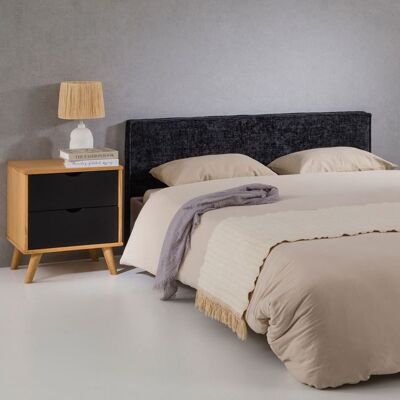 Idimex Tête de lit ELOWA 160 rembourrée En tissu polyester pour lit 160 cm Sur pieds en plastique Noir Noir - Publicité Idimex Tête de lit ELOWA 160 rembourrée En tissu polyester pour lit 160 cm Sur pieds en plastique Noir Noir - Publicité