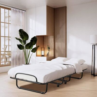 GIANTEX Lit Pliant 190x80x39CM avec Matelas en Mémoire de Forme-Charge 120KG-Cadre en Acier/à Ressorts/4 Roulettes Noir - Publicité GIANTEX Lit Pliant 190x80x39CM avec Matelas en Mémoire de Forme-Charge 120KG-Cadre en Acier/à Ressorts/4 Roulettes Noir - Publicité