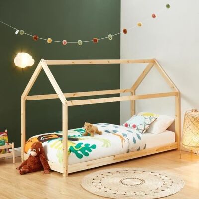 Lit cabane enfant - BAÏTA - Gamme TINY - Pin massif - 90 x 190 sommier inclus Marron - Publicité Lit cabane enfant - BAÏTA - Gamme TINY - Pin massif - 90 x 190 sommier inclus Marron - Publicité