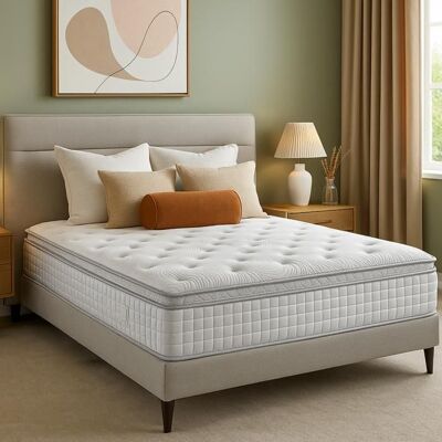 SAMPUR Matelas Perle 160 x 200 - Épaisseur 26 cm - Mémoire de Forme & Ressorts Ensachés - Surmatelas Intégré - Confort Haut de Gamme - Publicité SAMPUR Matelas Perle 160 x 200 - Épaisseur 26 cm - Mémoire de Forme & Ressorts Ensachés - Surmatelas Intégré - Confort Haut de Gamme - Publicité