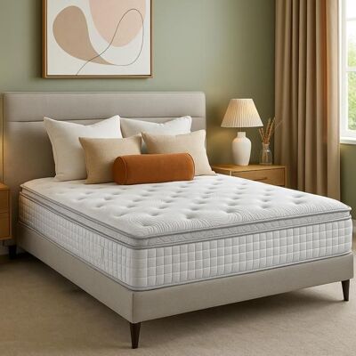 SAMPUR Matelas Perle 180 x 200 - Épaisseur 26 cm - Mémoire de Forme & Ressorts Ensachés - Surmatelas Intégré - Confort Haut de Gamme - Publicité SAMPUR Matelas Perle 180 x 200 - Épaisseur 26 cm - Mémoire de Forme & Ressorts Ensachés - Surmatelas Intégré - Confort Haut de Gamme - Publicité