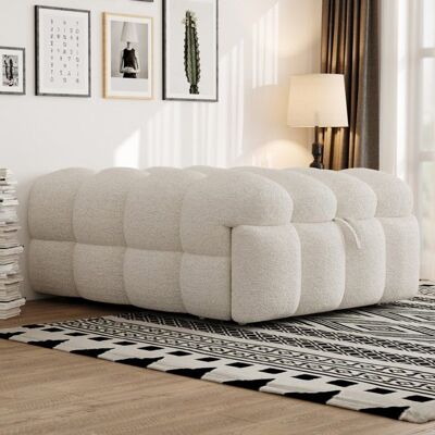 NOBRAND Canapé-lit gigogne 2en1 beige 183cm - peluche rembourré - repose-pieds - matelas moelleux - lit simple Beige - Publicité NOBRAND Canapé-lit gigogne 2en1 beige 183cm - peluche rembourré - repose-pieds - matelas moelleux - lit simple Beige - Publicité