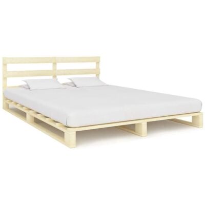 Cadre de Lit en Bois Maisonchic - 160x200cm - Solide & Rustique - Publicité Cadre de Lit en Bois Maisonchic - 160x200cm - Solide & Rustique - Publicité