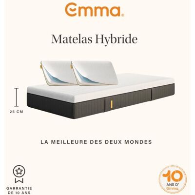 EMMA Pack Matelas Emma Original Edition Hybride 140x200 cm + 2 Oreillers Emma Original Adapt Mémoire de forme + Ressorts - Publicité EMMA Pack Matelas Emma Original Edition Hybride 140x200 cm + 2 Oreillers Emma Original Adapt Mémoire de forme + Ressorts - Publicité
